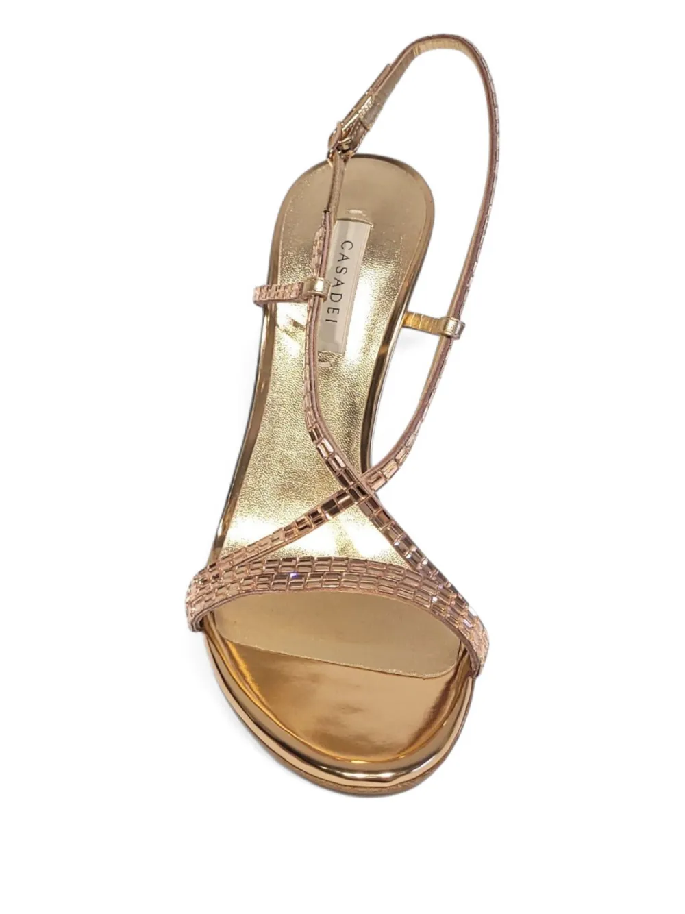 Casadei 100mm crystal-embellished slingback sandals Gold