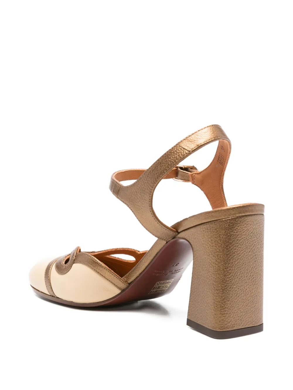 Chie Mihara 80mm Mishin block-heel cut-out heeled pumps Neutrals