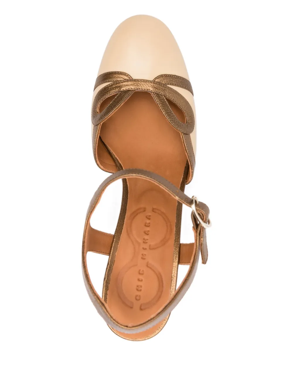 Chie Mihara 80mm Mishin block-heel cut-out heeled pumps Neutrals