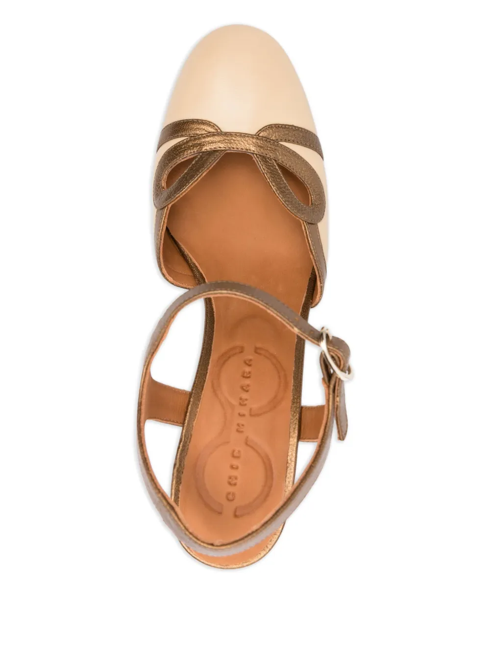 Chie Mihara 80mm Mishin block-heel cut-out heeled pumps Neutrals