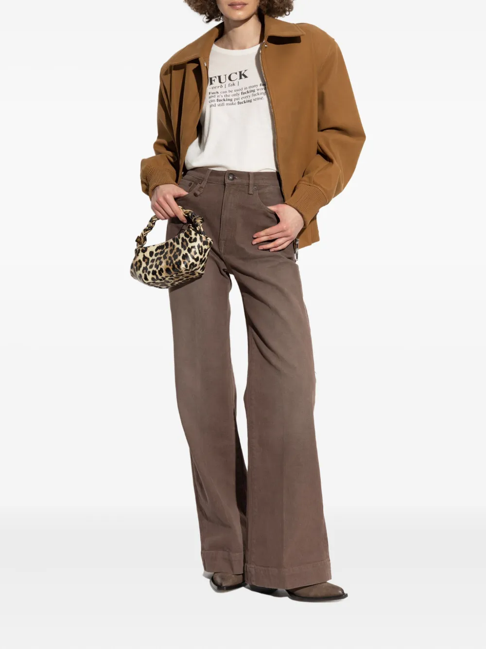 R13 leather-patch cotton jeans Bruin