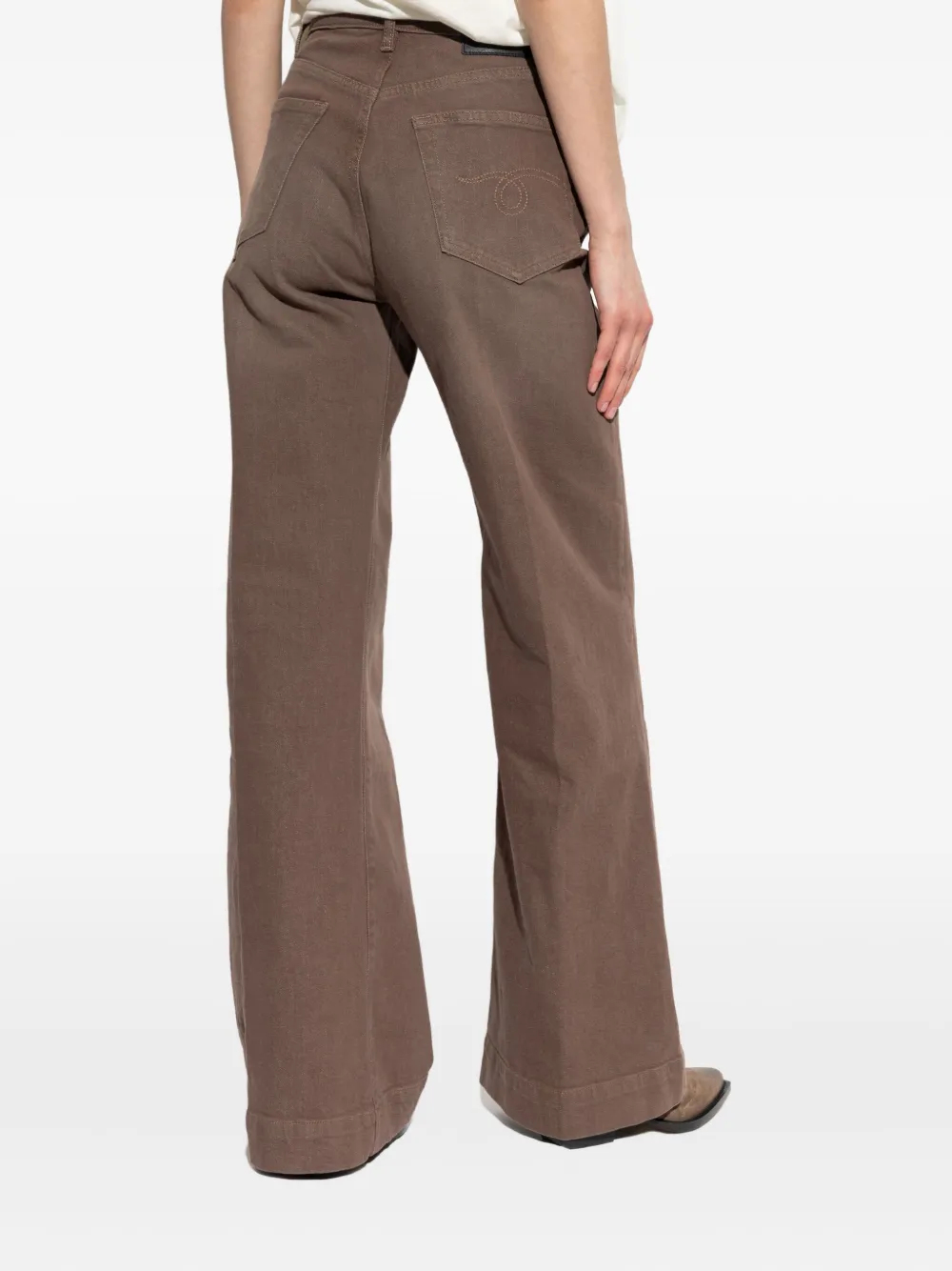R13 leather-patch cotton jeans Bruin
