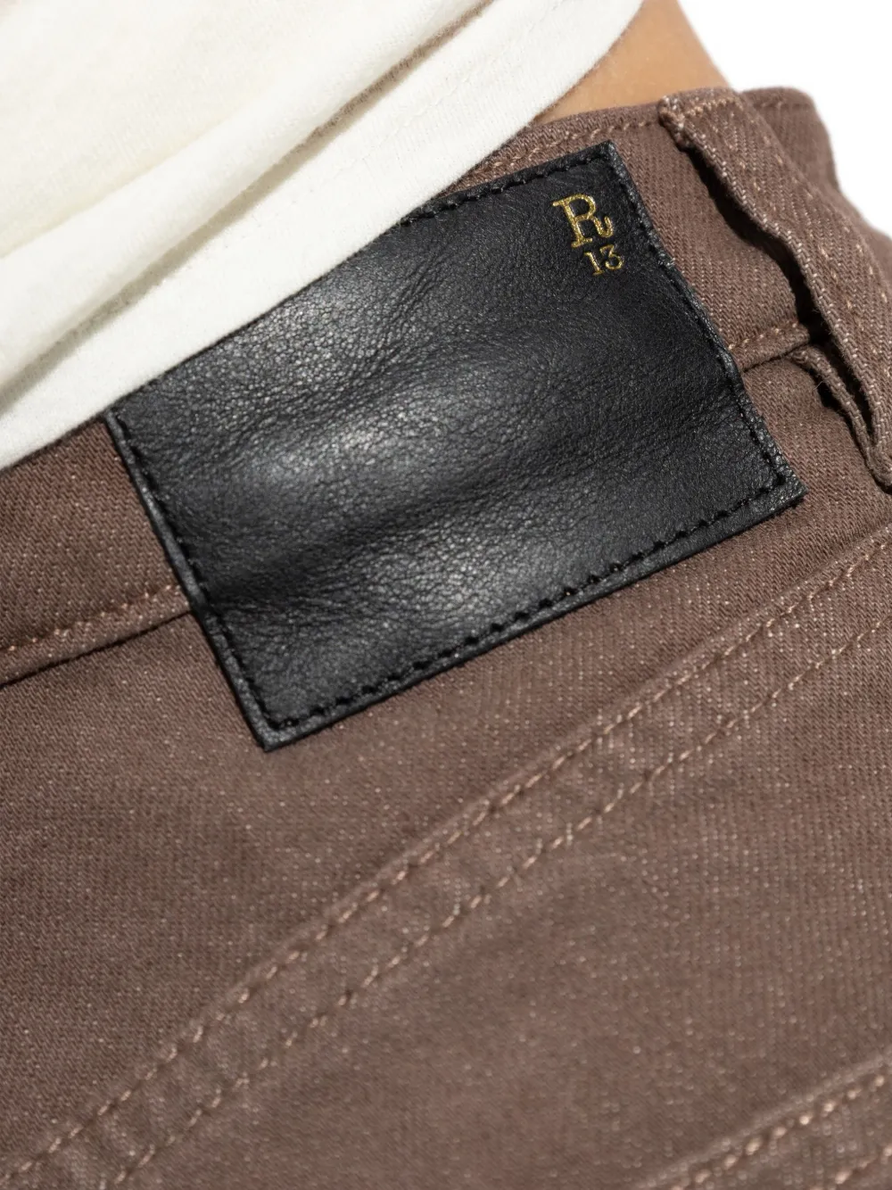 R13 leather-patch cotton jeans Bruin