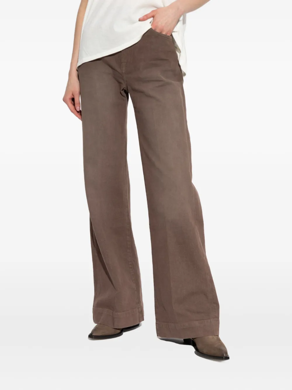 R13 leather-patch cotton jeans Bruin