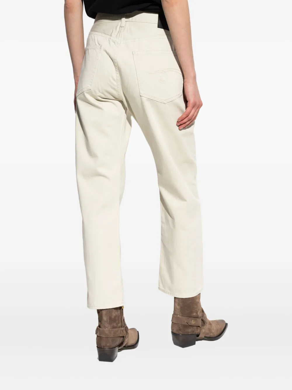 R13 embroidered-pocket jeans Beige