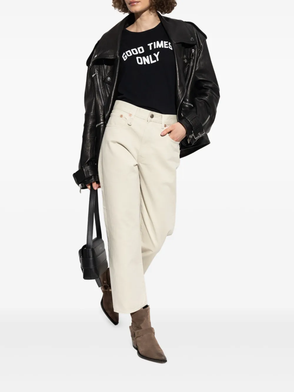 R13 embroidered-pocket jeans Beige