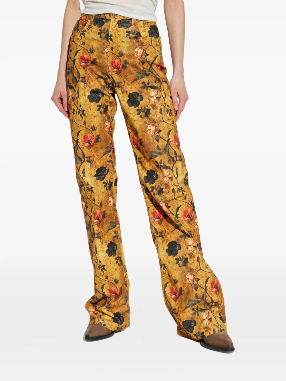 R13 floral-print jeans Geel