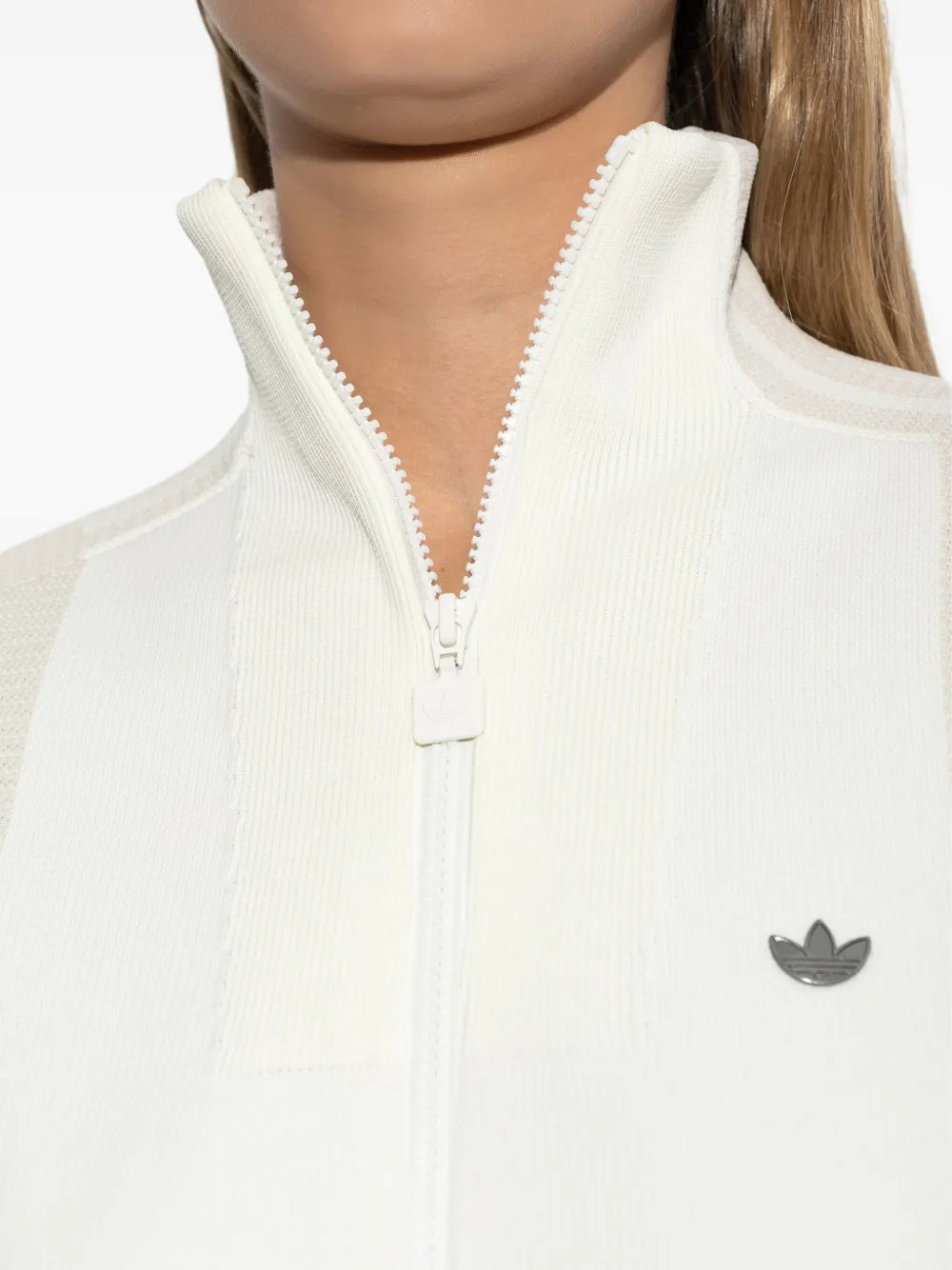 adidas Geribbeld vest met rits Wit