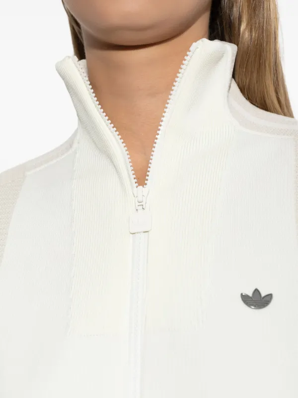 adidas ジップアップジャケット ホワイト adidas（アディダス） メンズ ニットジャケット Adptn テクスチャード