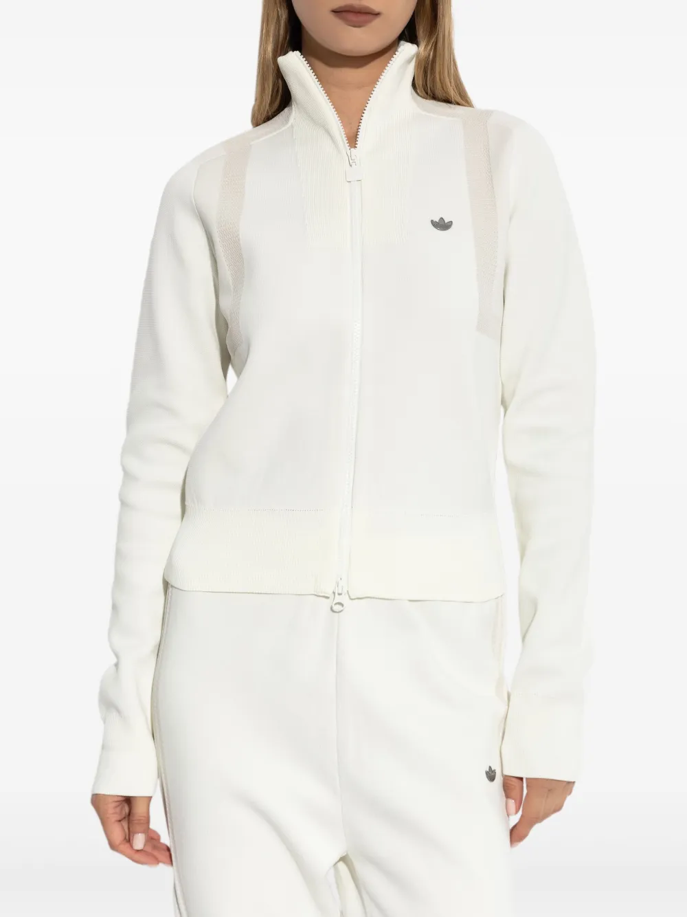 adidas Geribbeld vest met rits Wit