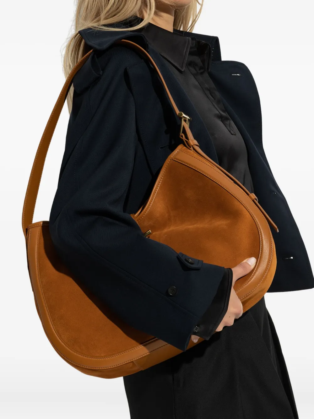 Alexander McQueen T-Bar suede shoulder bag Bruin