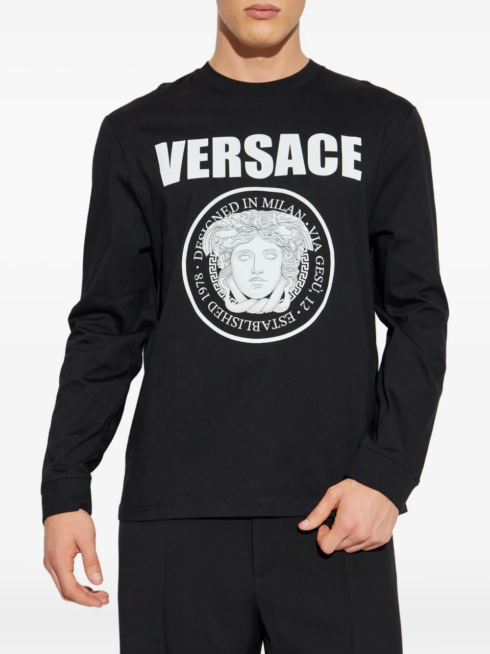 Versace medusa logo long-sleeve t-shirt Zwart