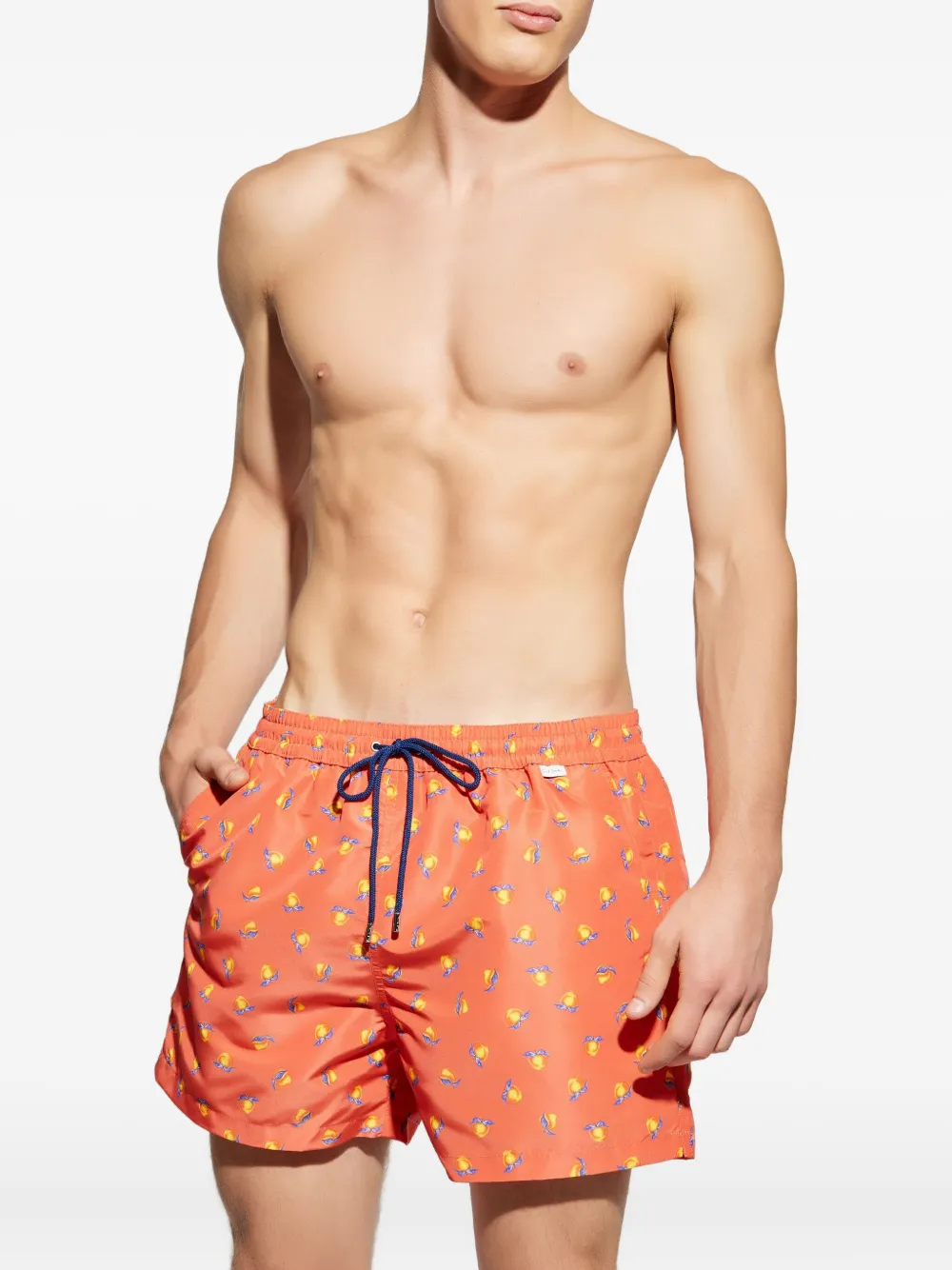Paul Smith peach-print drawstring swim shorts Oranje