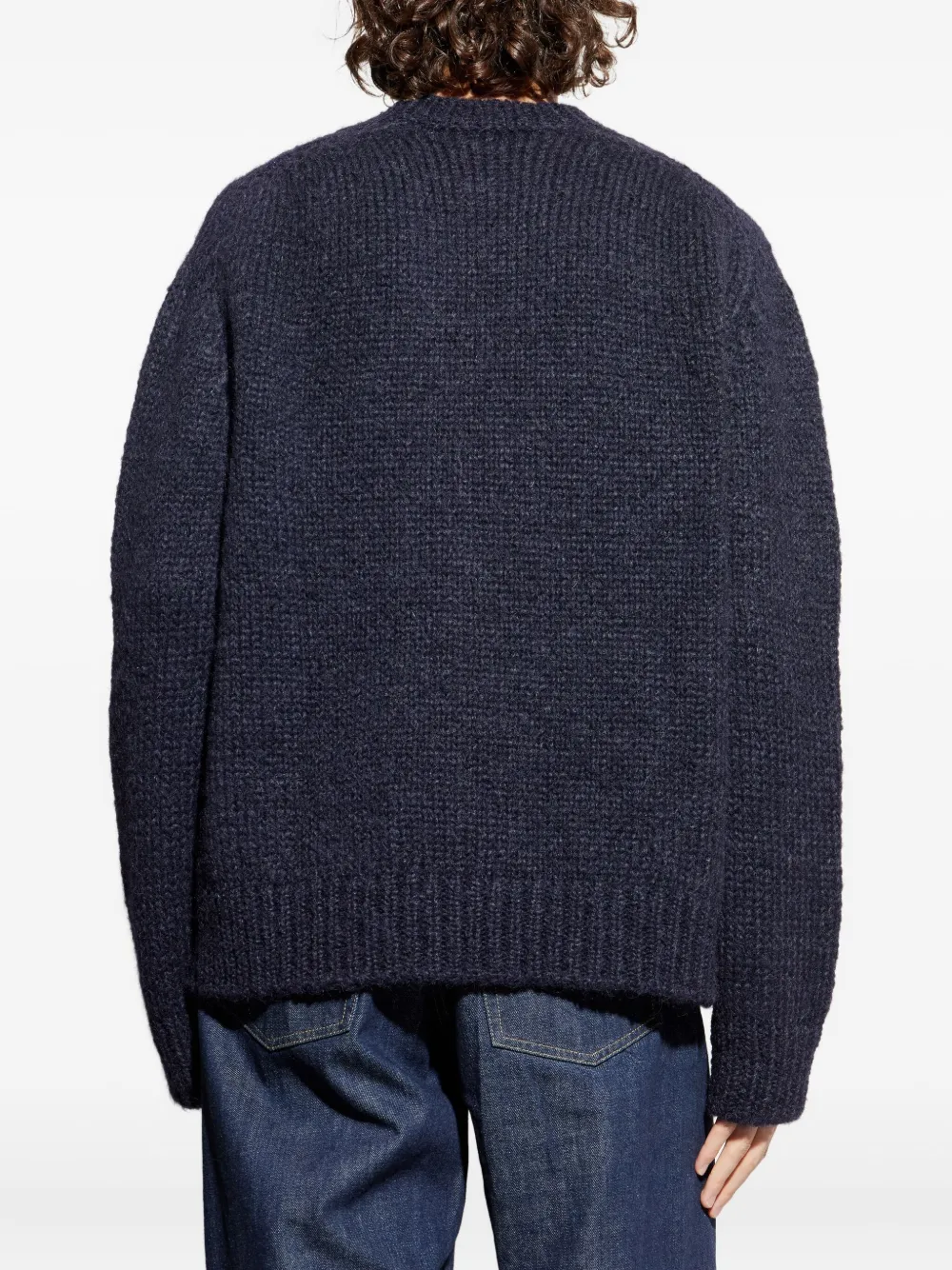 JIL SANDER+ Geribbelde sweater met ronde hals Blauw