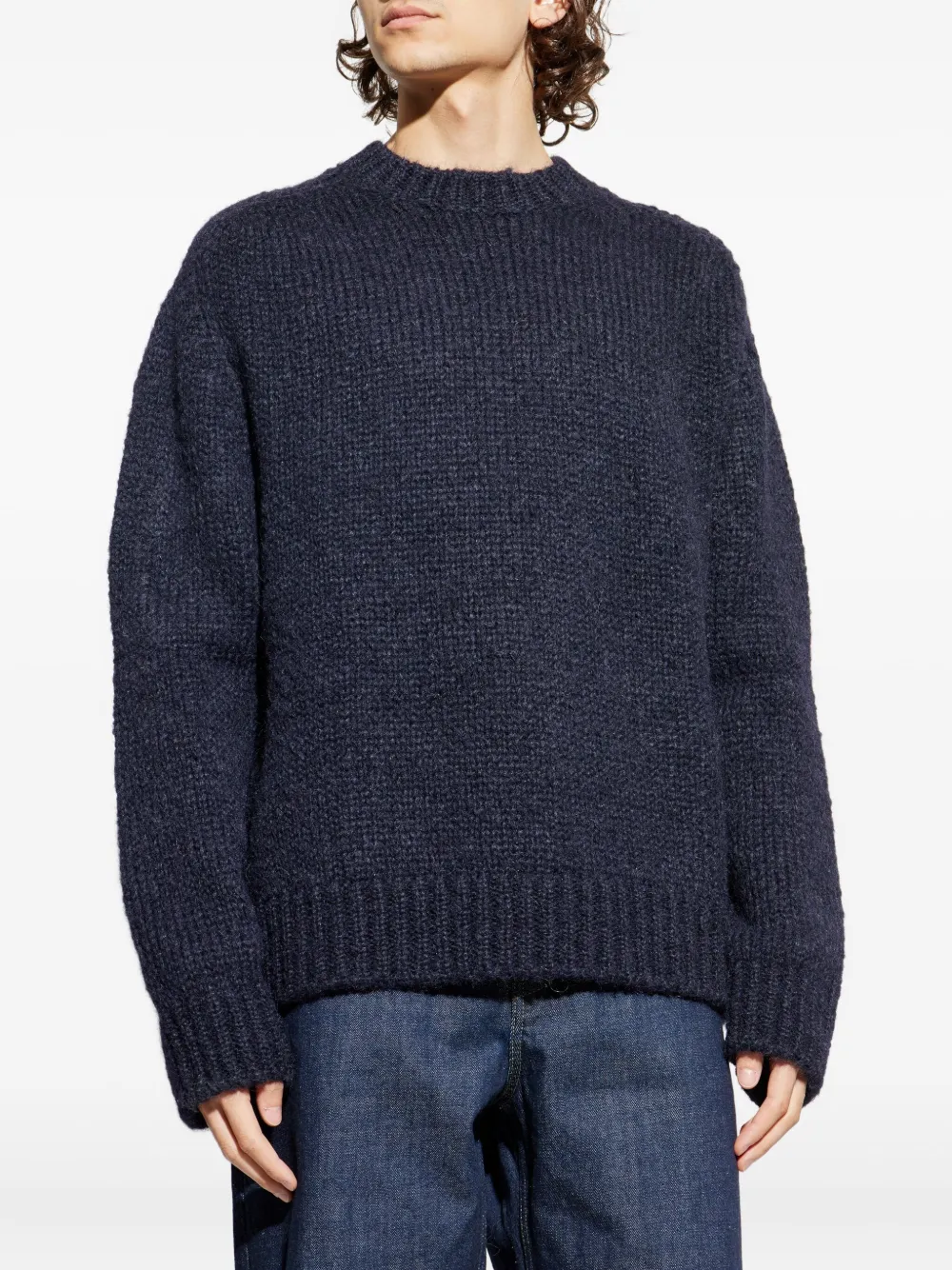 JIL SANDER+ Geribbelde sweater met ronde hals Blauw
