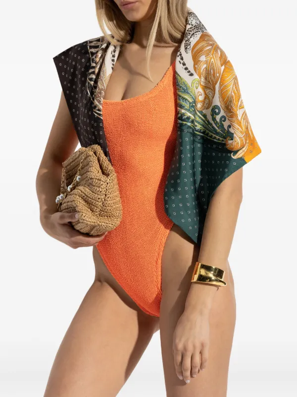 Hunza G square-neck Swimsuit | Orange | FARFETCH