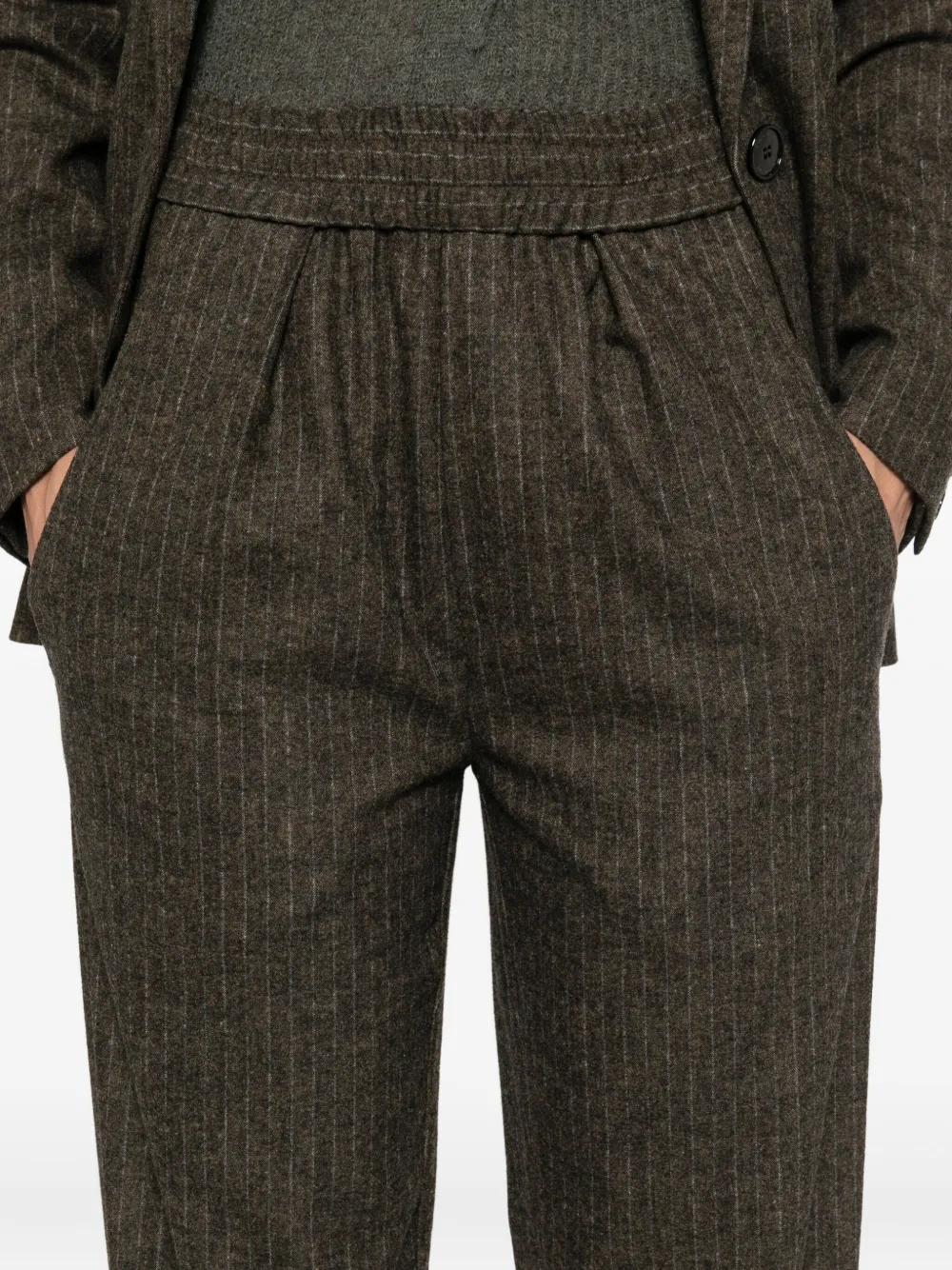 ISABEL MARANT Pantalon met elastische taille en krijtstreep Bruin