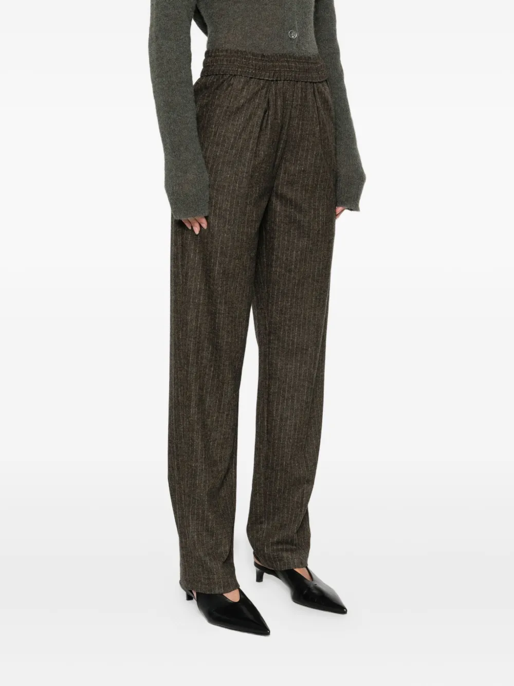 ISABEL MARANT Pantalon met elastische taille en krijtstreep Bruin