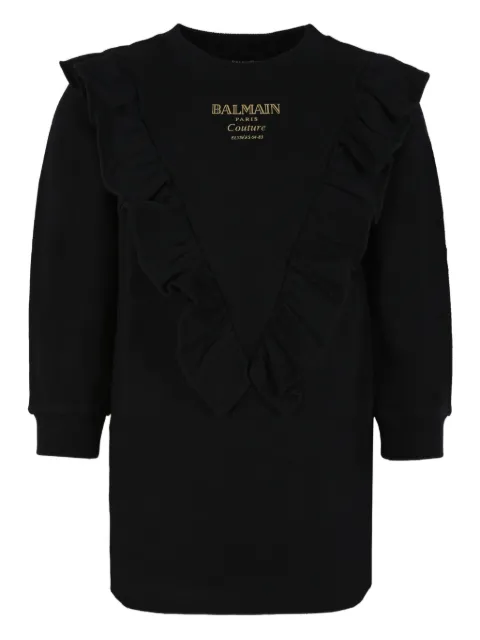 Balmain Kids ruffled-detail logo dress