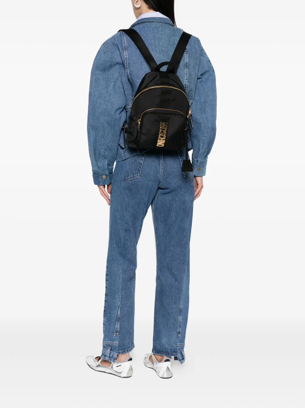 Moschino Rugzak met logoplakkaat Zwart