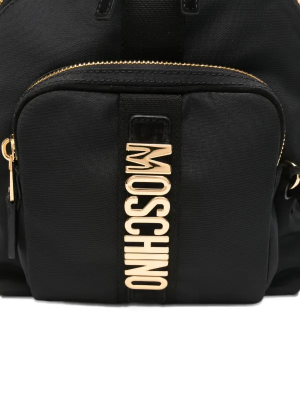 Moschino Small logo-plaque Backpack | Black | FARFETCH