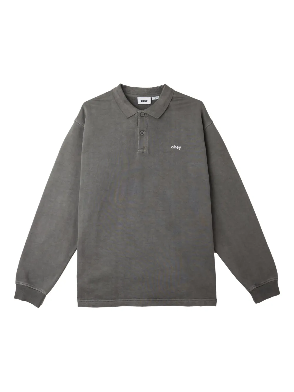 Obey long-sleeve polo shirt | Grey | Image 1