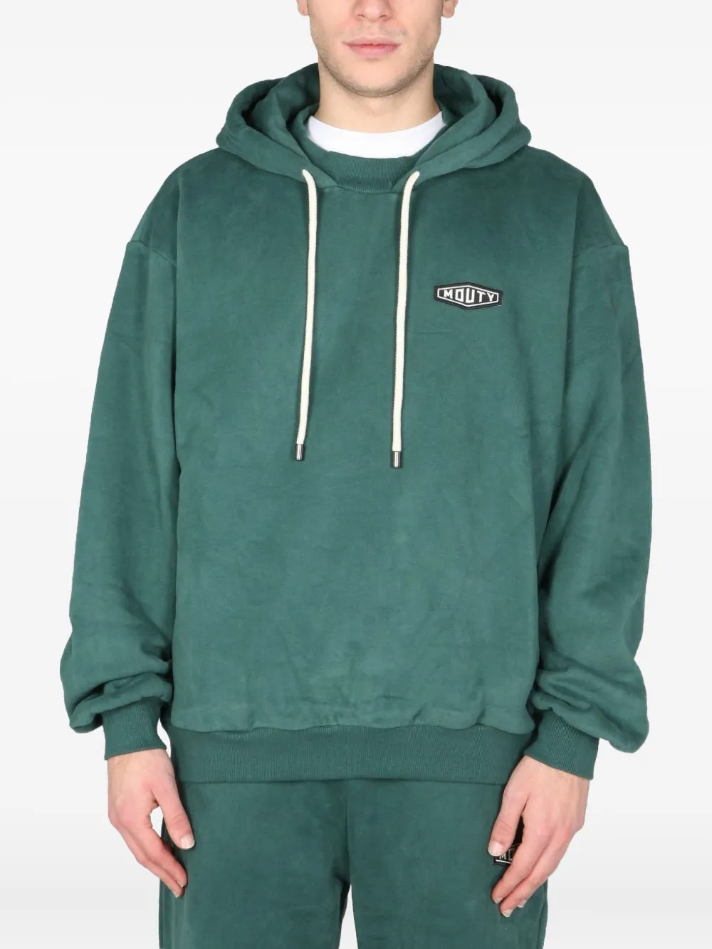 MOUTY logo-patch hoodie | Green | Image 1