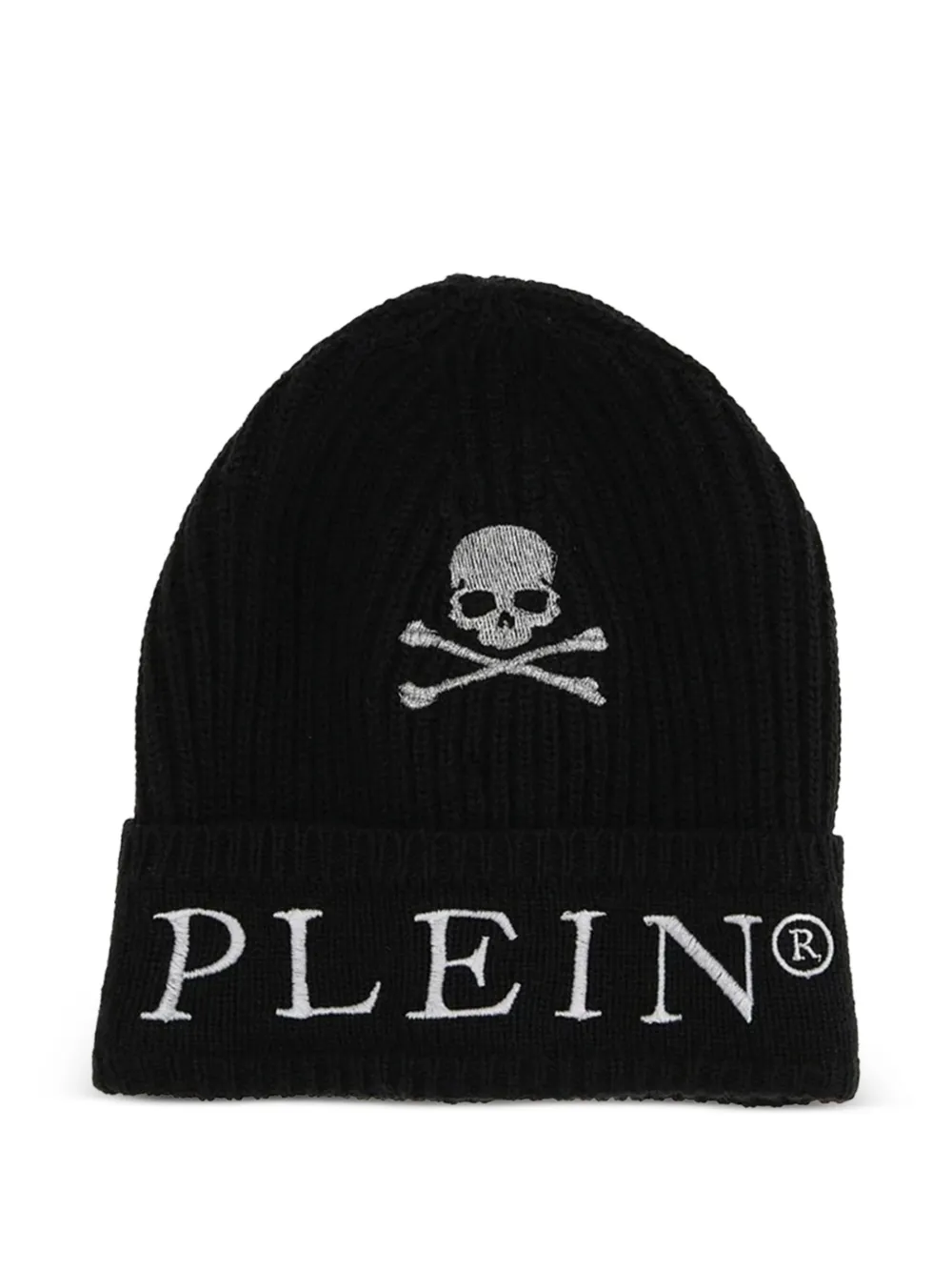 Philipp Plein Junior skull-embroidered beanie hat - Schwarz