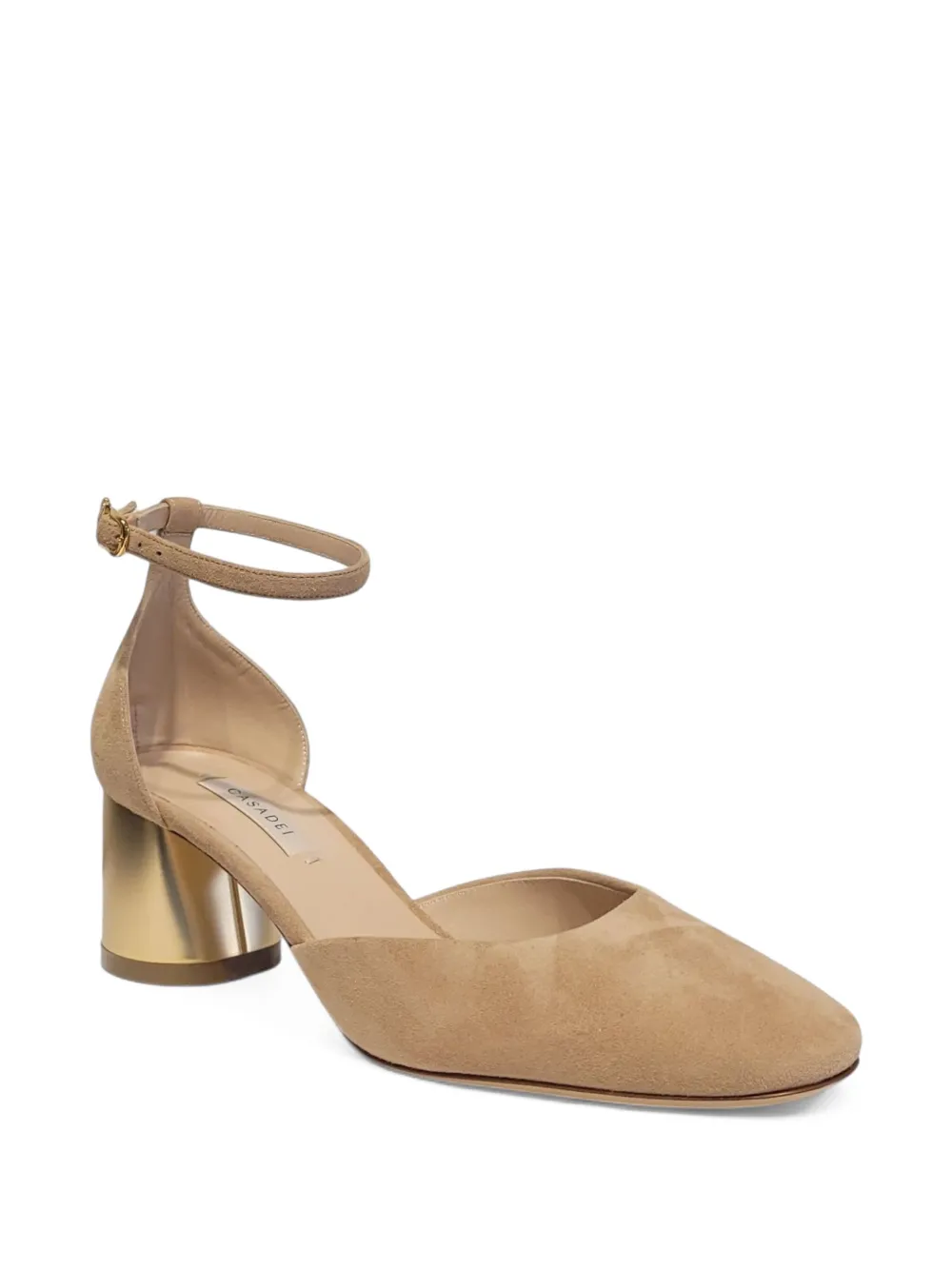 Casadei 50mm ankle-strap block-heel pumps Neutrals