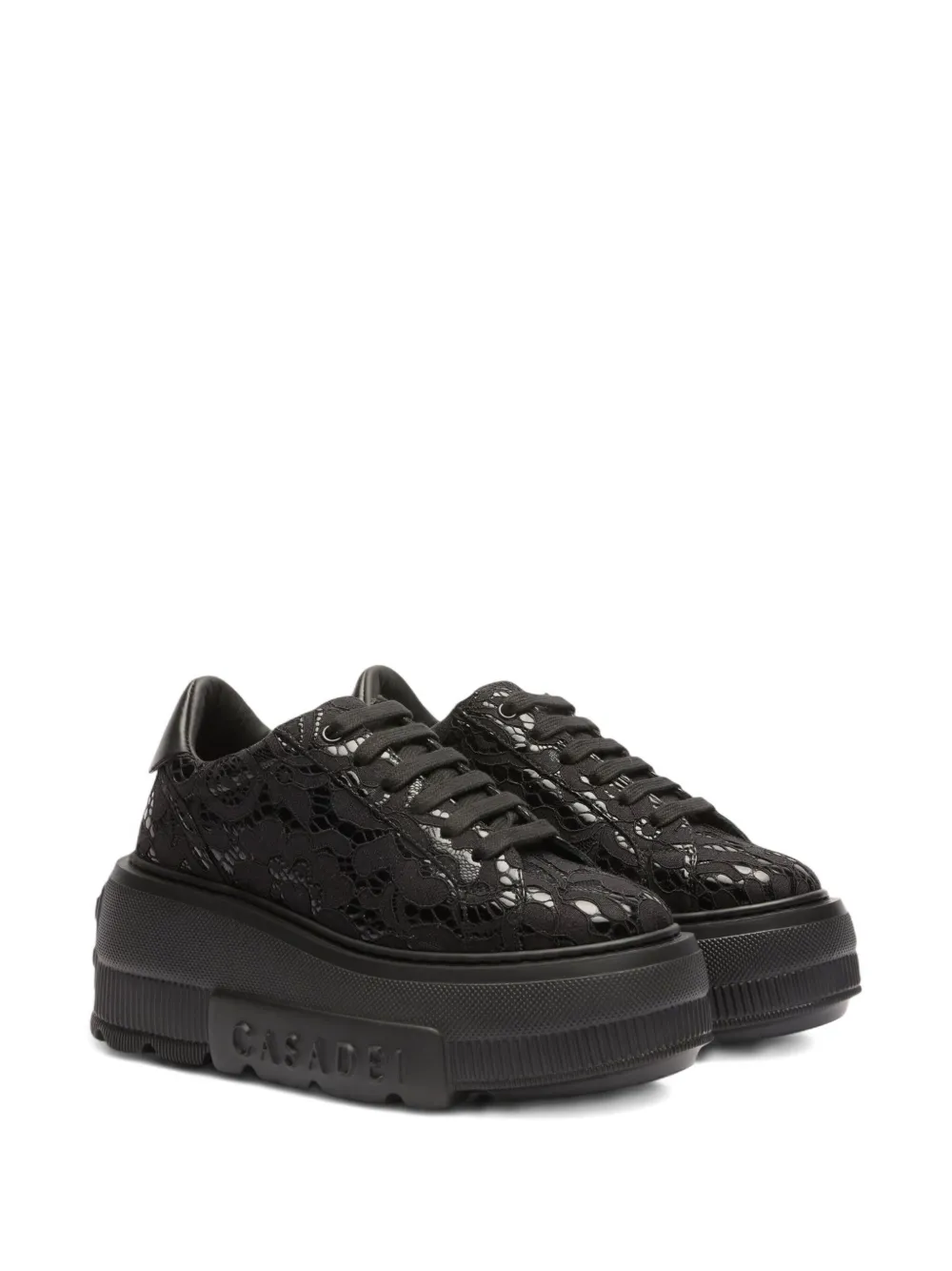 Casadei lace platform sneakers Black