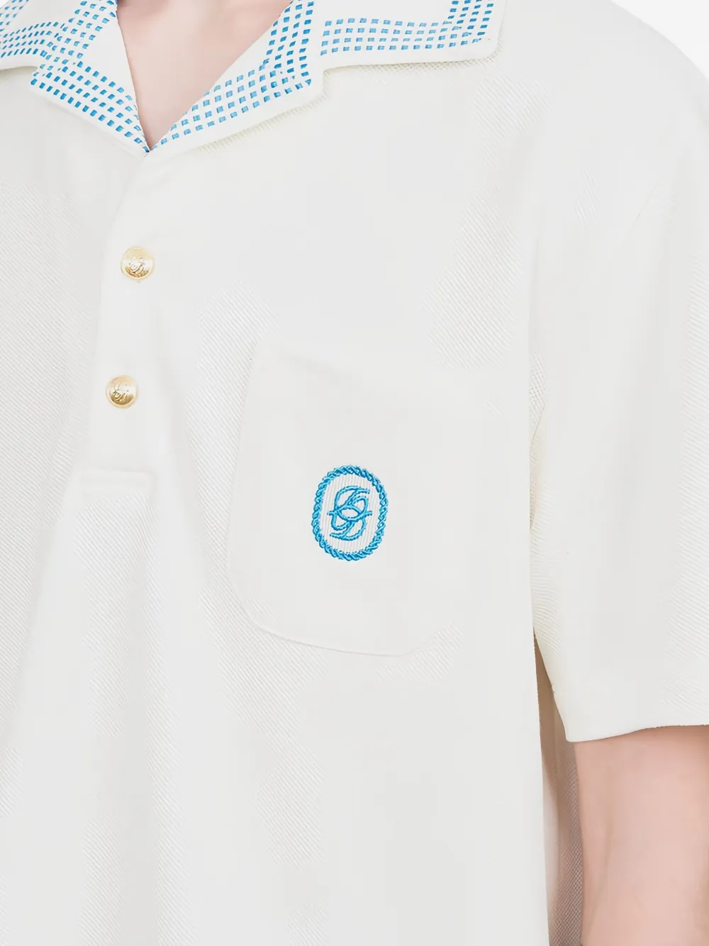 Drôle De Monsieur Le Polo Piqué Damier poloshirt Wit