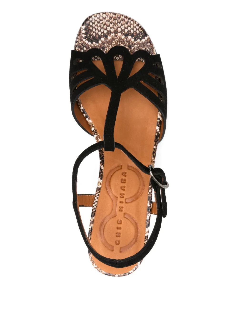 Chie Mihara 60mm Lareina leather T-bar block-heel sandals Black
