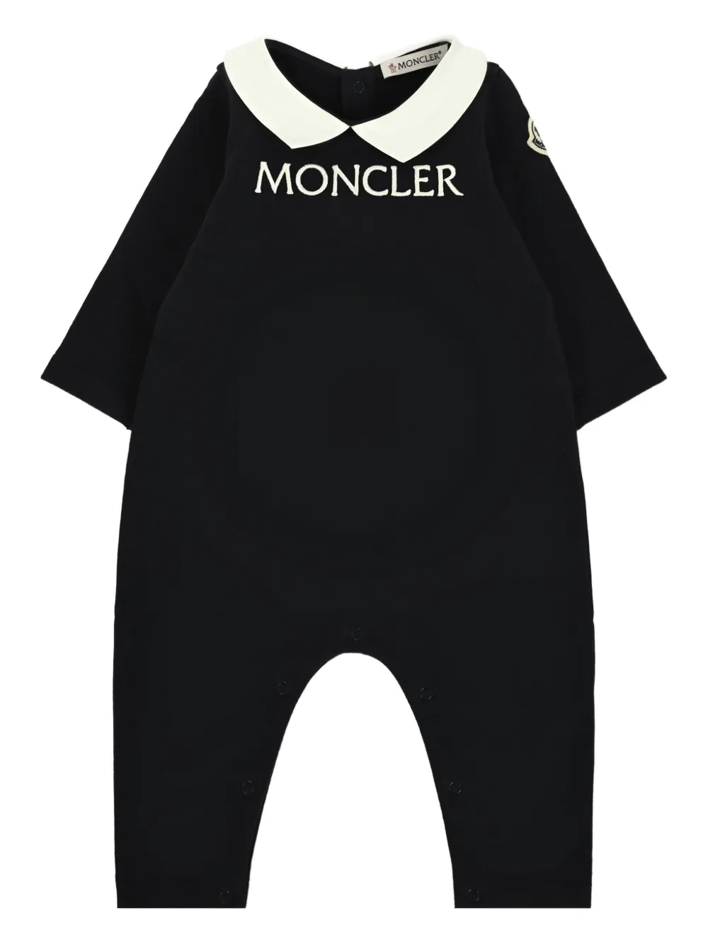 Moncler Enfant Romper met Peter Pan-kraag en logo Blauw