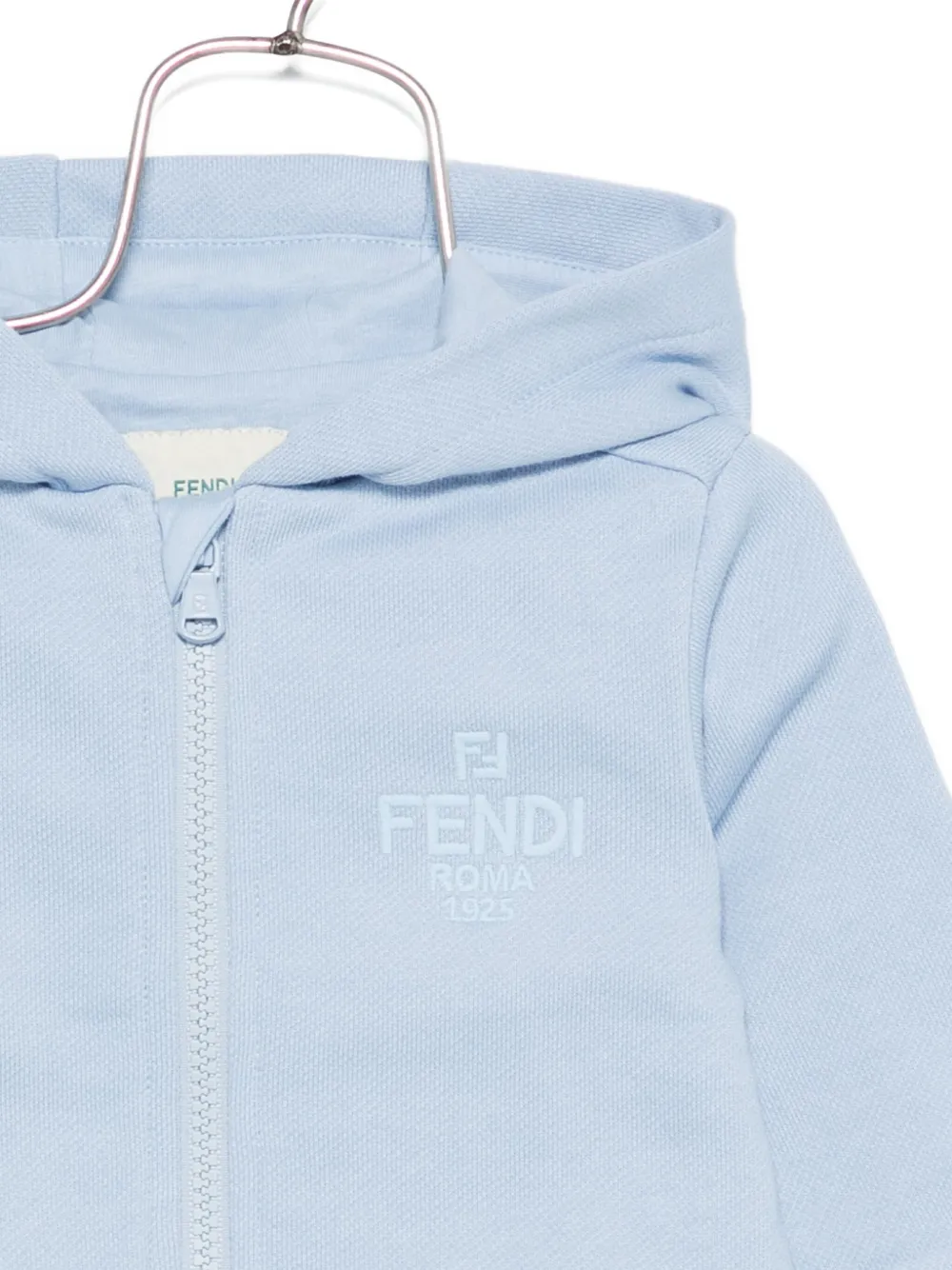 Fendi Kids Hoodie met geborduurd logo en rits Blauw
