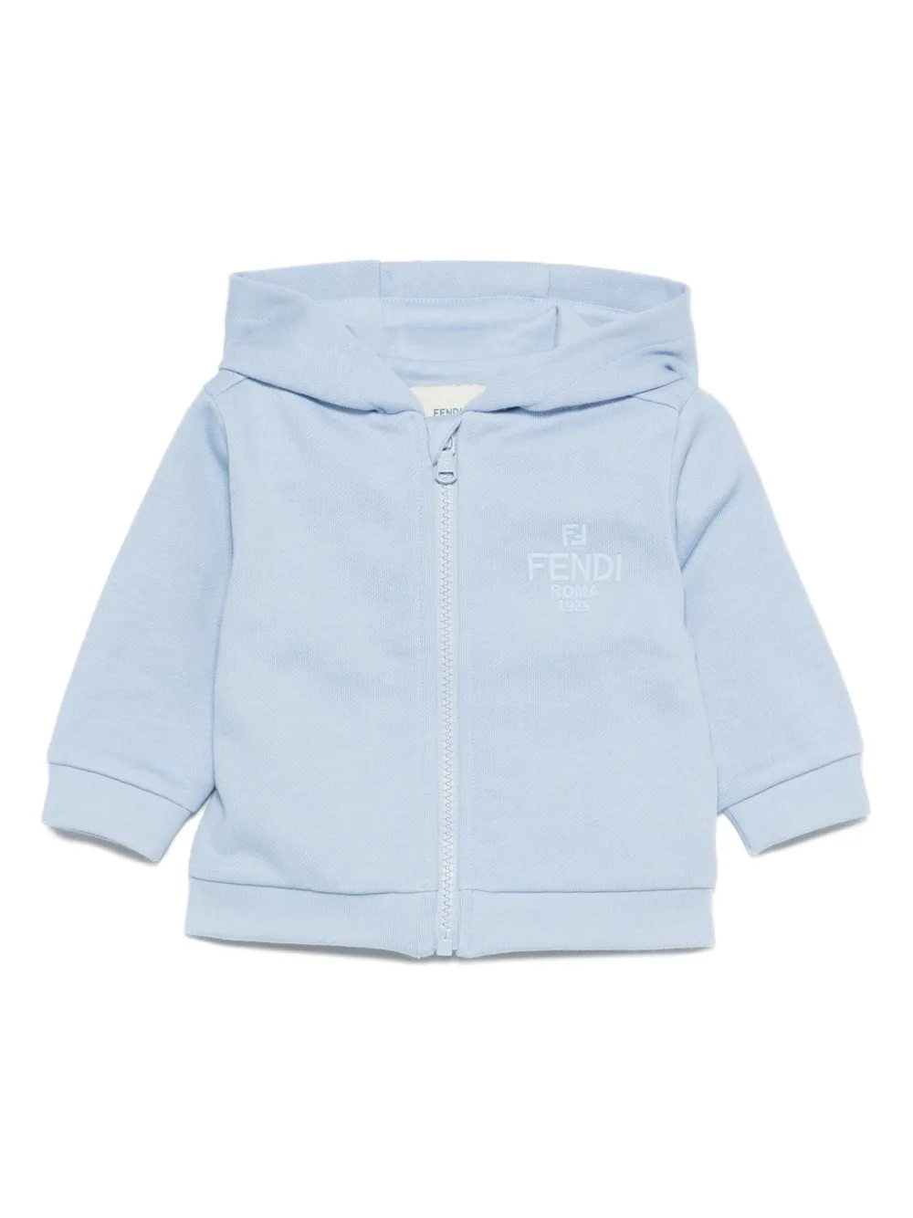Fendi Kids Hoodie met geborduurd logo en rits Blauw
