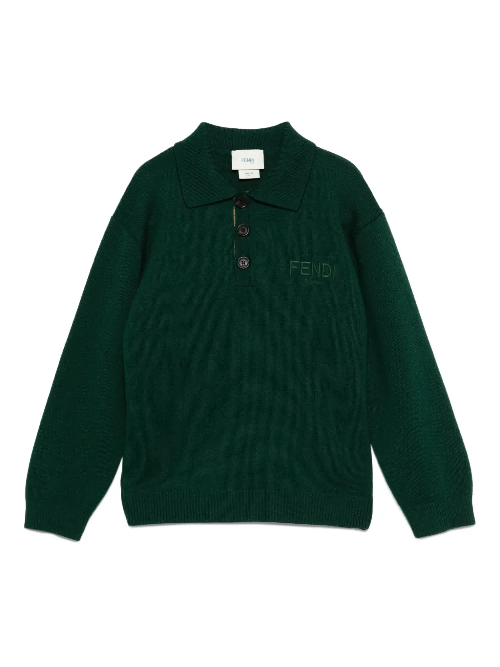 Fendi Kids Trui met geborduurd logo Groen