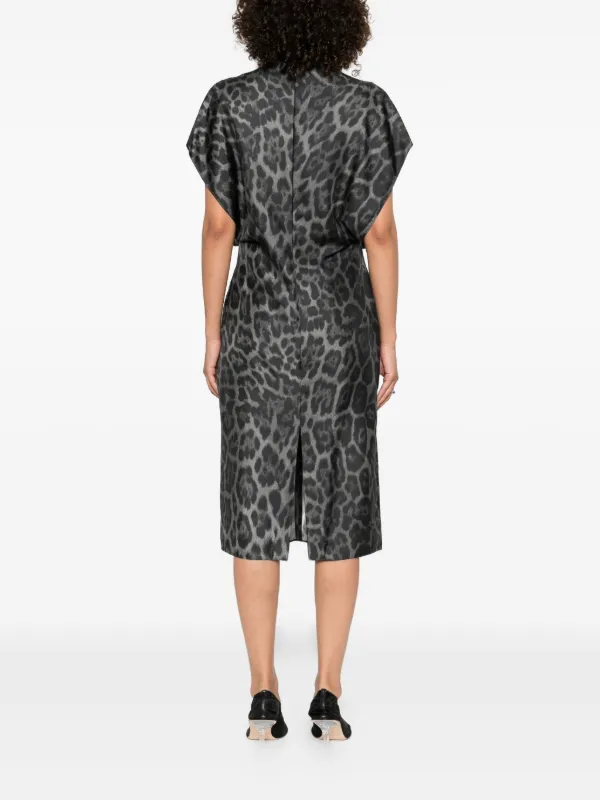 halter dress satin Steal The Spotlight Leopard Slit Midi Dress main image 1