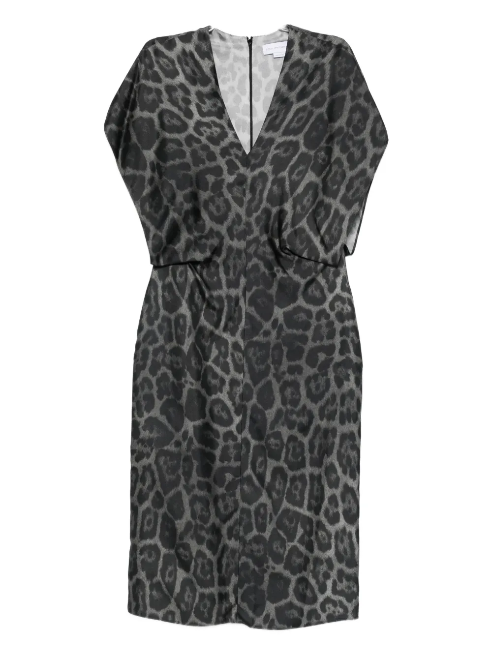 Stella McCartney leopard-print V-neck midi dress Grijs