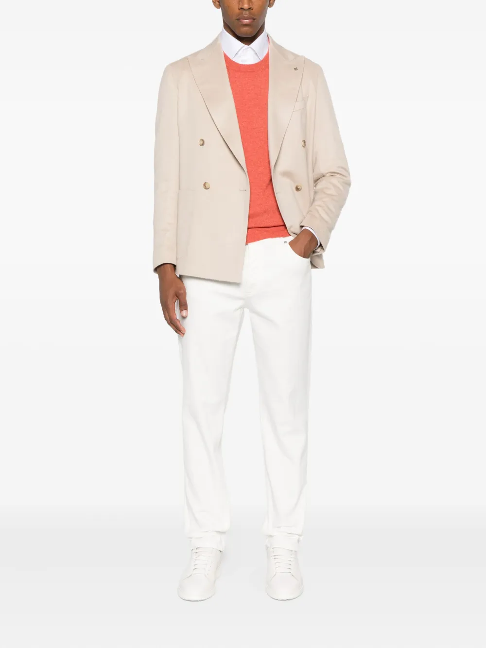 Brunello Cucinelli round-neck sweater Oranje