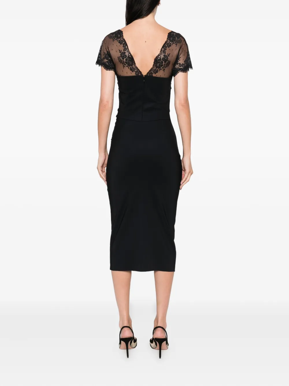 CHIARA BONI La Petite Robe Midi-jurk met kanten vlakken Zwart
