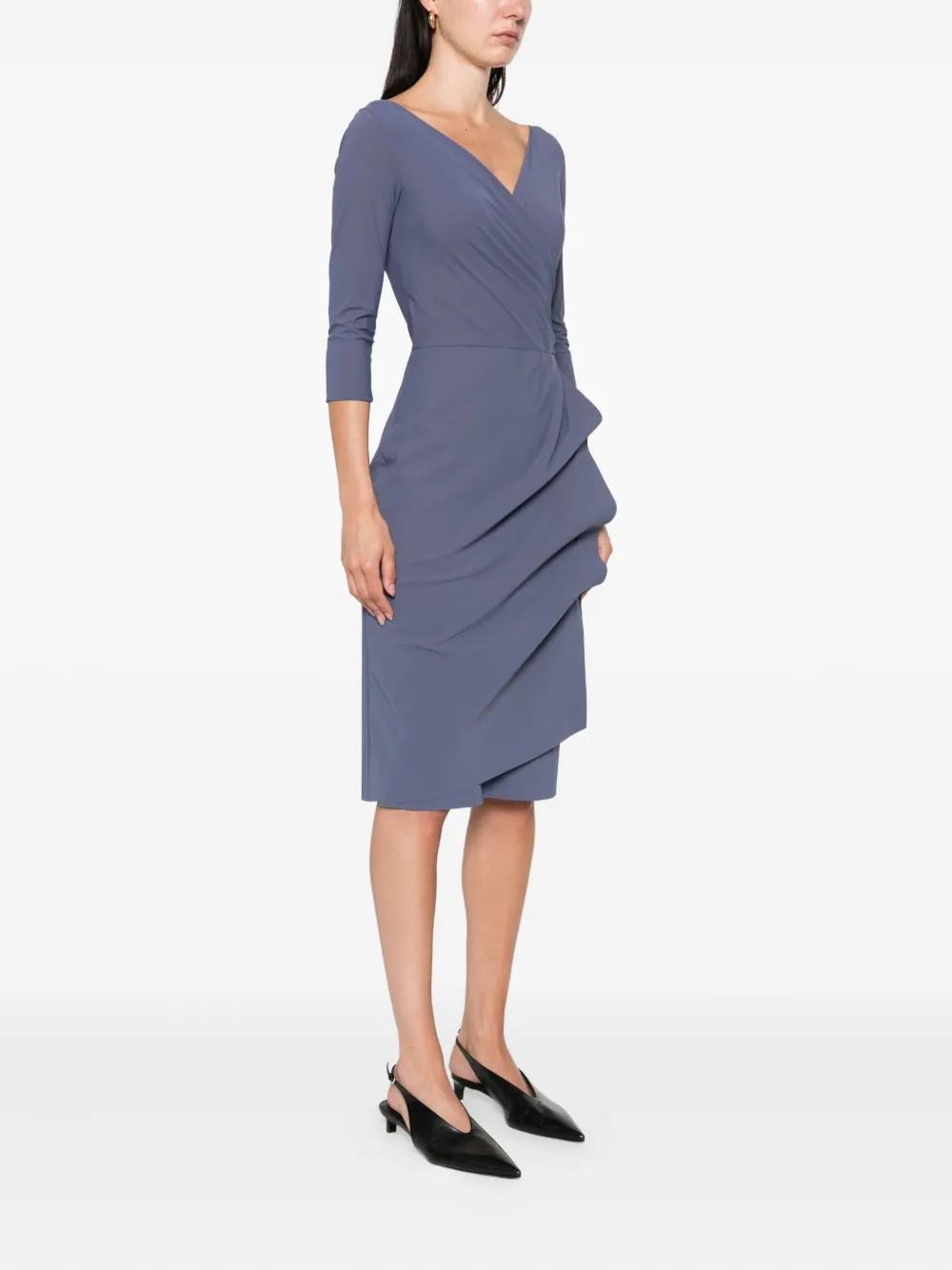 CHIARA BONI La Petite Robe Florien midi-jurk met ruches Blauw