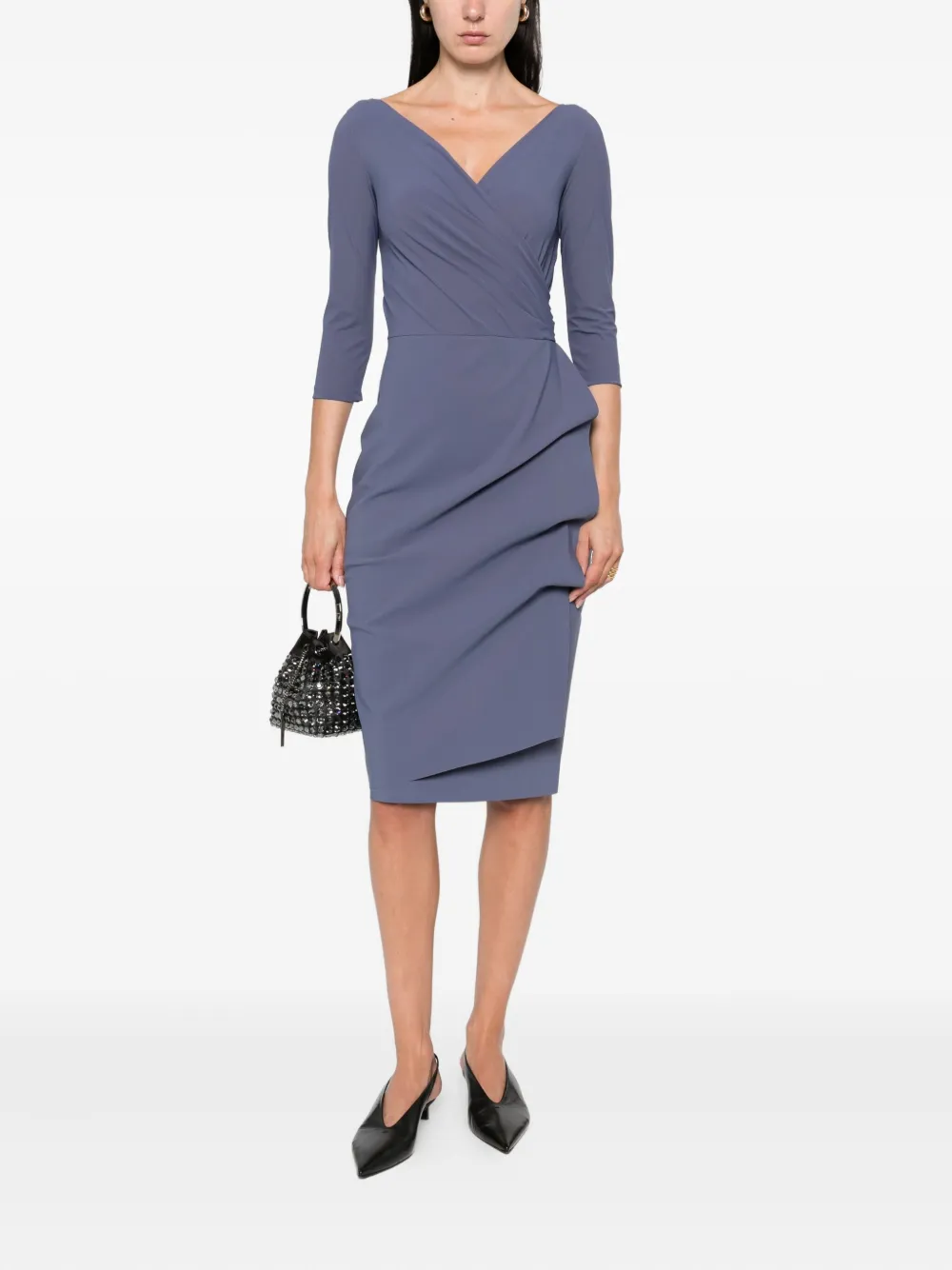 CHIARA BONI La Petite Robe Florien midi-jurk met ruches Blauw