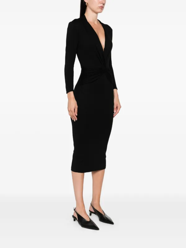 CHIARA BONI La Petite Robe twist-front Midi Dress Black FARFETCH PH