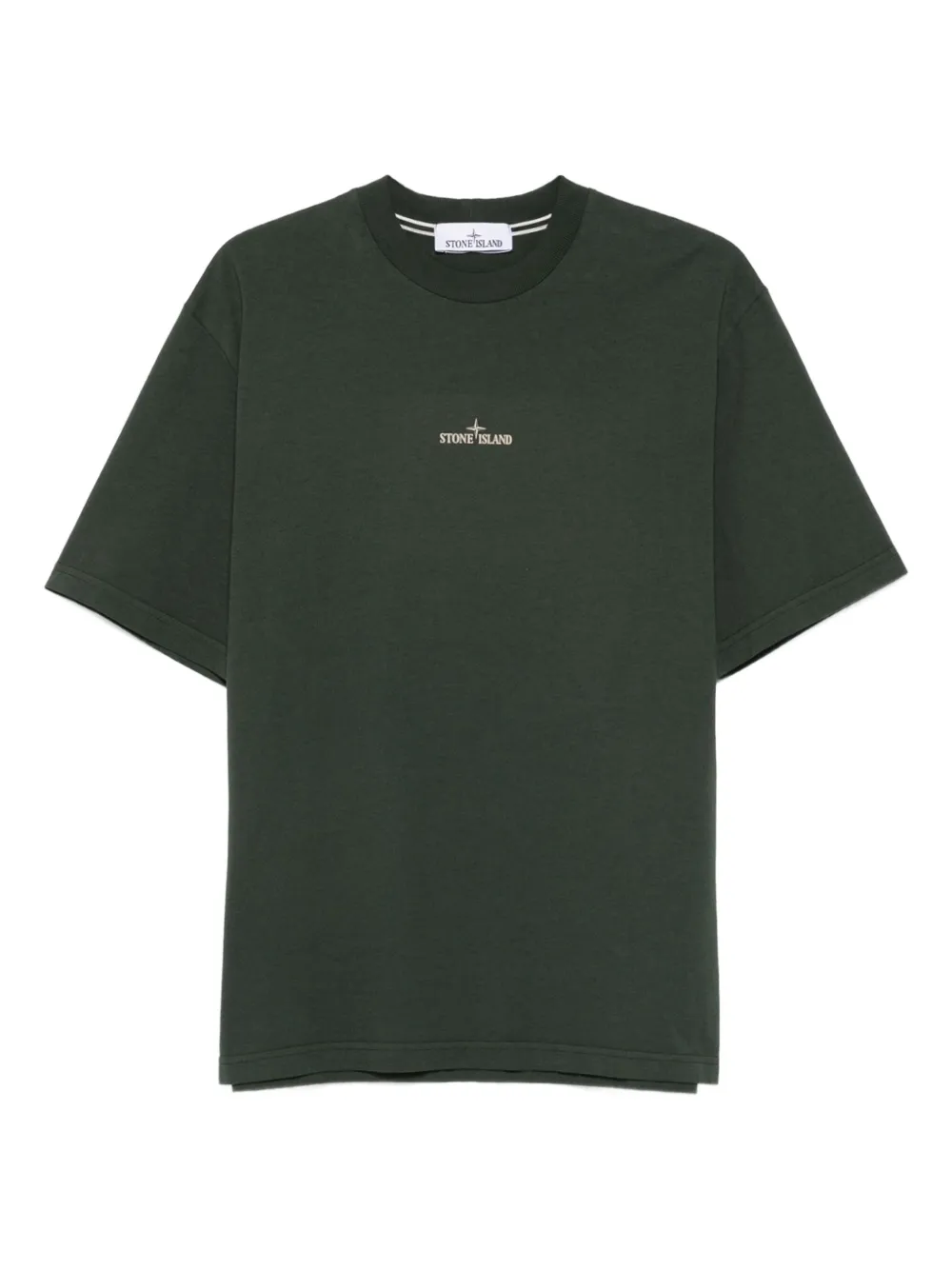 Stone Island logo-embroidered cotton T-shirt Groen