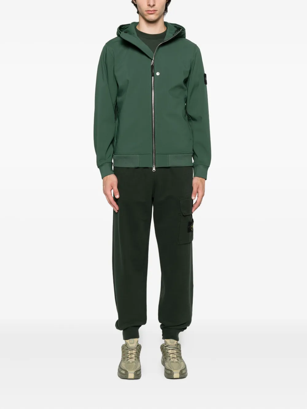Stone Island Q100004 hooded zip-front jacket Groen