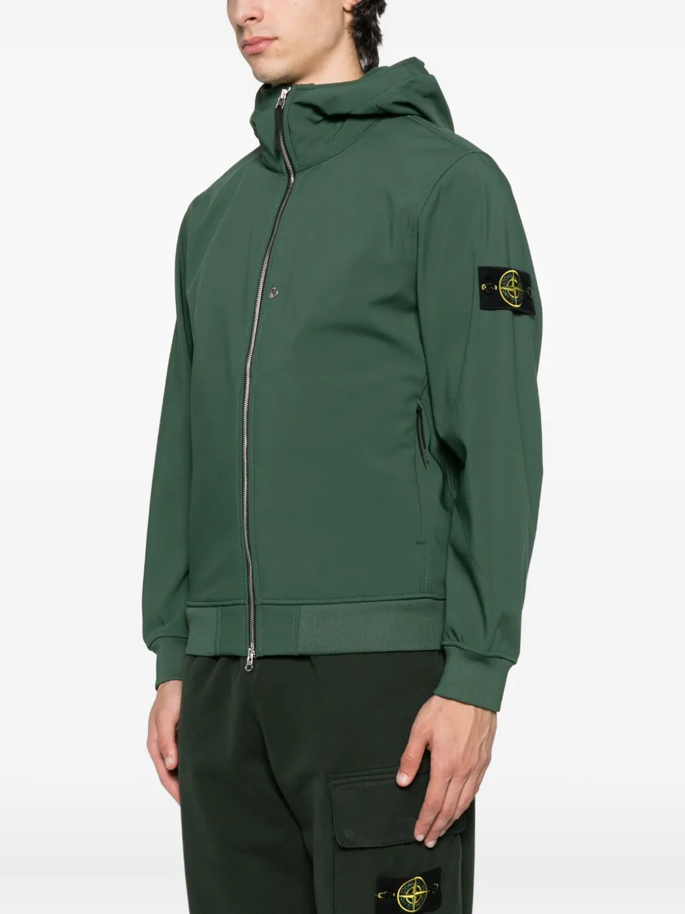 Stone Island Q100004 hooded zip-front jacket Groen