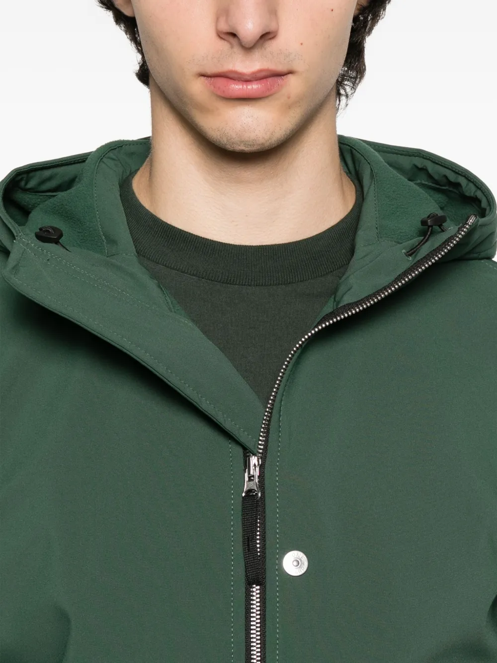 Stone Island Q100004 hooded zip-front jacket Groen