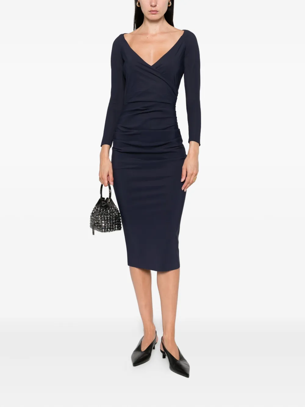 CHIARA BONI La Petite Robe Midi-jurk met ruches Blauw