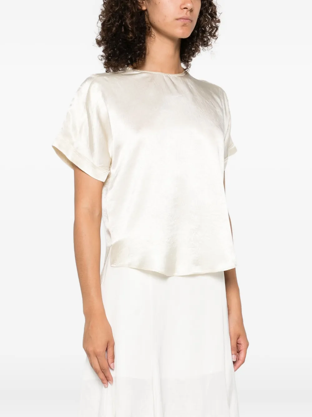 Simkhai satin short-sleeved blouse Beige