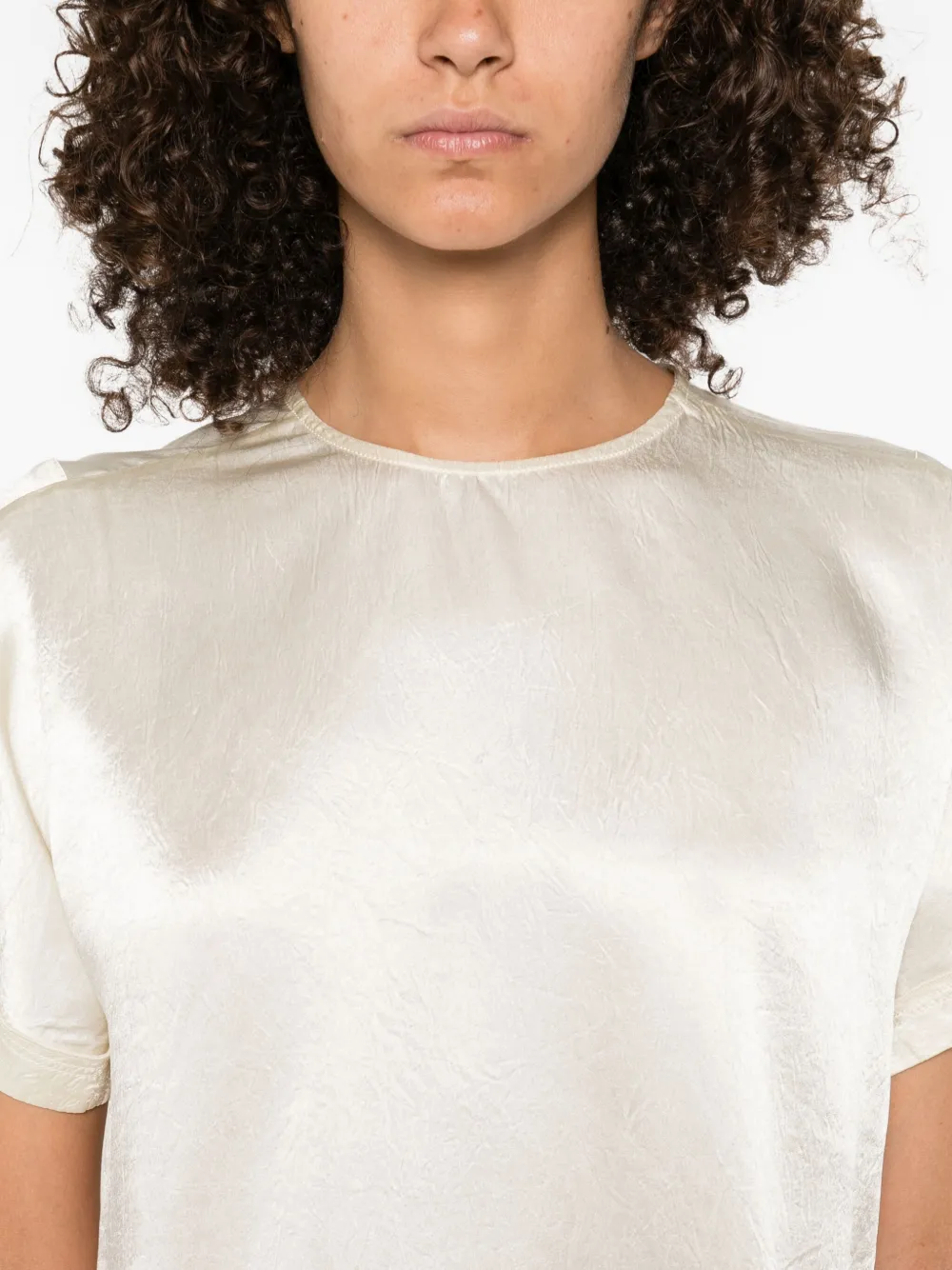 Simkhai satin short-sleeved blouse Beige